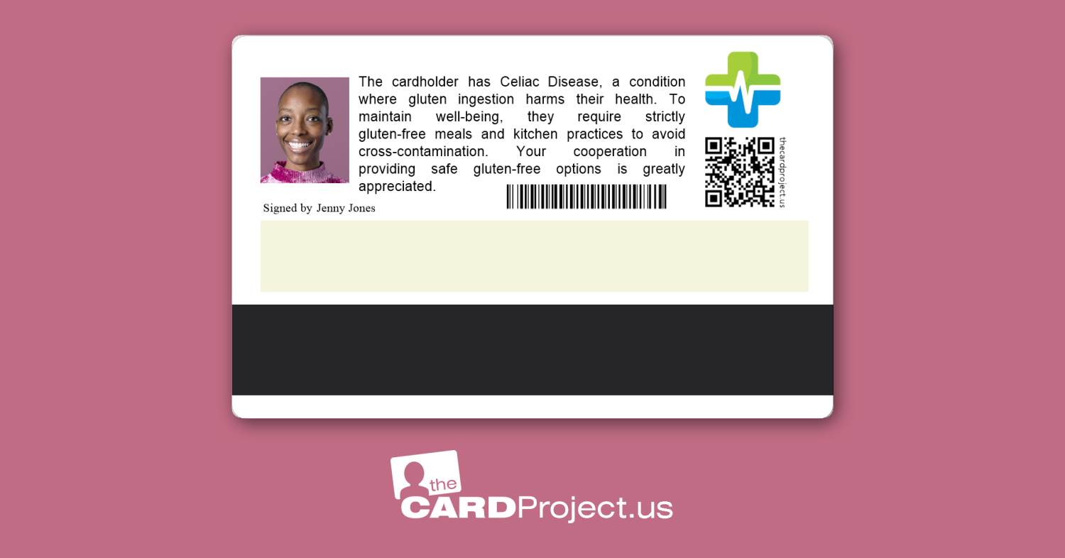 Premium Celiac Disease Medical Card (REAR)